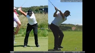 Jon Rahm golf swing  Long Iron faceon amp downtheline July 2017 [upl. by Drusy]