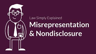 Misrepresentation and Nondisclosure  Contracts  Defenses amp Excuses [upl. by Oneg796]