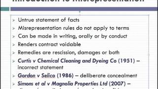 Misrepresentation Lecture 1 of 4 [upl. by Rutherfurd]